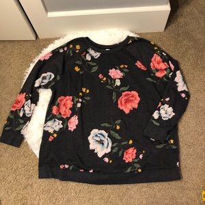 Old Navy Grey Floral Crewneck